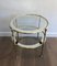 French Round Brass Side Table with Glass Shelves Surrounded by Silvered Mirror, 1970s 2