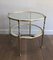 French Round Brass Side Table with Glass Shelves Surrounded by Silvered Mirror, 1970s 4