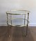 French Round Brass Side Table with Glass Shelves Surrounded by Silvered Mirror, 1970s 1