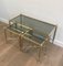 French Tripartite Brass Coffee Table & Nesting Tables, Set of 3, Image 4