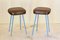 Stools with Leatherette Seat and Iron Frame, 1960s, Set of 2 3