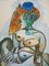 Lithographisches Plakat der Weinlese-Frau mit türkischer Kappe nach Pablo Picasso 2
