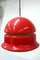 Space Age Acrylic Glass Pendant Lamp in Deep Red Color with Nickel Side Line, 1960s 3