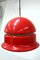 Space Age Acrylic Glass Pendant Lamp in Deep Red Color with Nickel Side Line, 1960s, Image 3