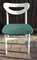 Vintage White Lacquered Wood & Green Wool Dining Chairs, 1970s, Set of 6 1
