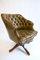 Vintage English Olive Green Leather Swivel Chair from Hillcrest, Image 1
