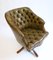Vintage English Olive Green Leather Swivel Chair from Hillcrest, Image 2