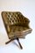 Vintage English Olive Green Leather Swivel Chair from Hillcrest, Image 3