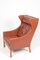 Fauteuil à Oreilles Mid-Century en Cuir Patiné par Børge Mogensen pour Fredericia, Danemark, 1960s 6