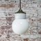 Mid-Century Industrial White Porcelain, Opaline Glass, and Brass Pendant Lamp 5