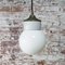 Mid-Century Industrial White Porcelain, Opaline Glass, and Brass Pendant Lamp, Image 5