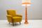 Lámpara de pie vintage grande de cerámica naranja, años 60, Imagen 9