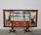 Mahogany Pear Tree, Brass & Glass Top Drawers Sideboard with Allegorical Drawings & Internal Lightning from F.lli Rigamonti Desio, Milano, 1940s 2