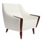 Danish Rosewood Easy Chair with Low Back Upholstered in White Fabric, 1960s 1