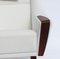 Danish Rosewood Easy Chair with Tall Back Upholstered in White Fabric, 1960s 3