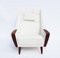 Danish Rosewood Easy Chair with Tall Back Upholstered in White Fabric, 1960s 2