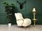 Vintage Art Deco White Sheepskin Armchair, Imagen 1