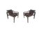 Plywood & Dark Brown Leather Upholstery Armchairs, 1970s, Set of 2 1