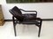 Plywood & Dark Brown Leather Upholstery Armchairs, 1970s, Set of 2, Image 4