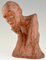 Sculpture Buste d'un Homme Art Deco en Terracotta par Gaston Hauchecorne, 1920s 8