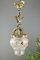 Neoclassical Style Bronze and Frosted Glass Pendant Light with an Eagle, 1920s, Image 11