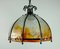 Mid-Century Brutalist Wrought Iron and Murano Glass Ceiling Lamp, Image 1