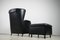 DS-23 Black Leather Chair & Ottoman by Josef Schulte for de Sede, 1980s, Set of 2, Image 4