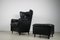 DS-23 Black Leather Chair & Ottoman by Josef Schulte for de Sede, 1980s, Set of 2 2