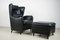 DS-23 Black Leather Chair & Ottoman by Josef Schulte for de Sede, 1980s, Set of 2 1