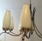 Lámpara de araña italiana vintage de latón y vidrio opalino, Imagen 3