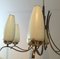 Lustre Vintage en Laiton et Verre Opalin, Italie 3