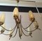 Lámpara de araña italiana vintage de latón y vidrio opalino, Imagen 2