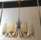 Vintage Italian Brass & Opaline Glass Chandelier 1