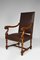 Large Antique Louis XIII Style Leather and Carved Walnut Desk Chair, 1860s, Image 1