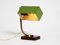 Lámpara de mesa italiana Mid-Century de metal verde y madera, años 50, Imagen 14