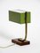 Lámpara de mesa italiana Mid-Century de metal verde y madera, años 50, Imagen 6