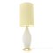 Opaline Glass and Brass Table Lamp with Parchment Shade, 1950s 3
