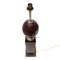 Brass and Burgundy Lacquered Wood Floor Lamp, 1970s, Image 3