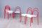 Vintage Red Enameled Iron and White Leather Dining Chairs, 1950s, Set of 6 5