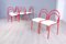 Vintage Red Enameled Iron and White Leather Dining Chairs, 1950s, Set of 6 4