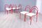 Vintage Red Enameled Iron and White Leather Dining Chairs, 1950s, Set of 6, Image 4