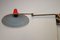 Highly Frosted Wall Light with Articulated Arm and Red Shade from Anvia, 1950s 6