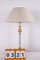 Lampada da tavolo Hollywood Regency in vetro acrilico con elementi dorati, Immagine 5