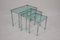 Tavolini ad incastro in metallo cromato e in vetro trasparente blu, Immagine 7