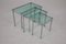 Tavolini ad incastro in metallo cromato e in vetro trasparente blu, Immagine 1
