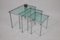 Chrome Nesting Tables with Blue Clear Glass, Set of 3 2