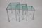 Chrome Nesting Tables with Blue Clear Glass, Set of 3, Image 4