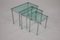 Tables Gigognes en Chrome avec Verre Bleu Clair 8