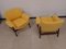Rosewood and Yellow Fabric Model 849 Lounge Chairs by Gianfranco Frattini for Cassina, 1950s, Set of 2 6