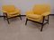 Rosewood and Yellow Fabric Model 849 Lounge Chairs by Gianfranco Frattini for Cassina, 1950s, Set of 2 1